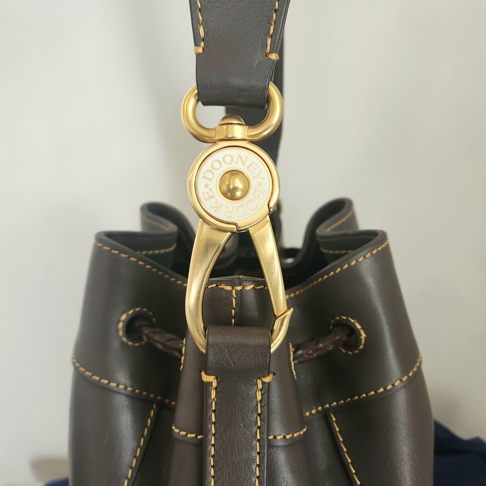 NWT Dooney & Bourke Charcoal Hattie Drawstring Florentine Bucket Bag - Picture 13 of 14